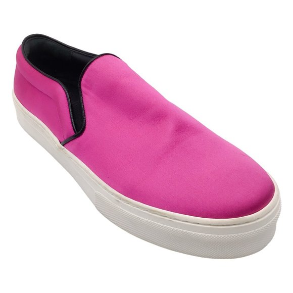 CELINE HOT PINK SATIN SLIP-ON SNEAKERS - Picture 1 of 7